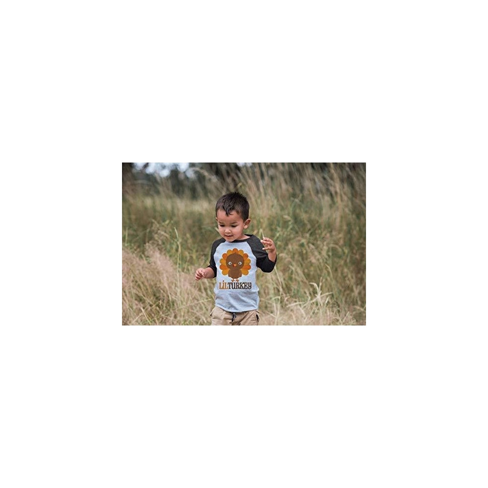 Camisa estilo raglán gris para bebé, diseño de pavo pequeño