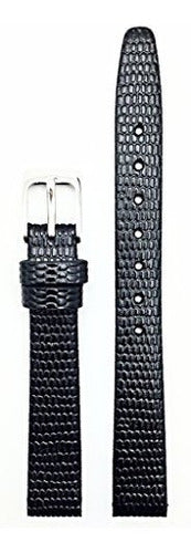 Correa de reloj de cuero genuino negro de 12 mm