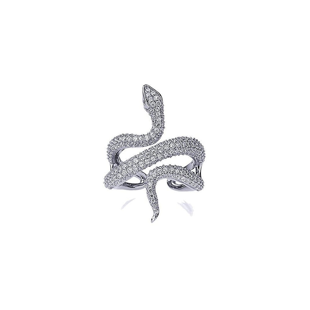 Anillo de plata de ley con diseño de serpiente de protección