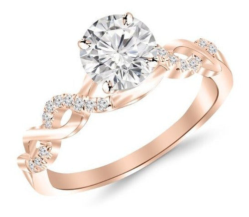 Corte brillante forma redondo, oro blanco, torsión infinita