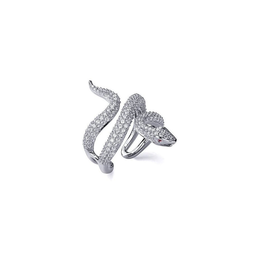 Anillo de plata de ley con diseño de serpiente de protección