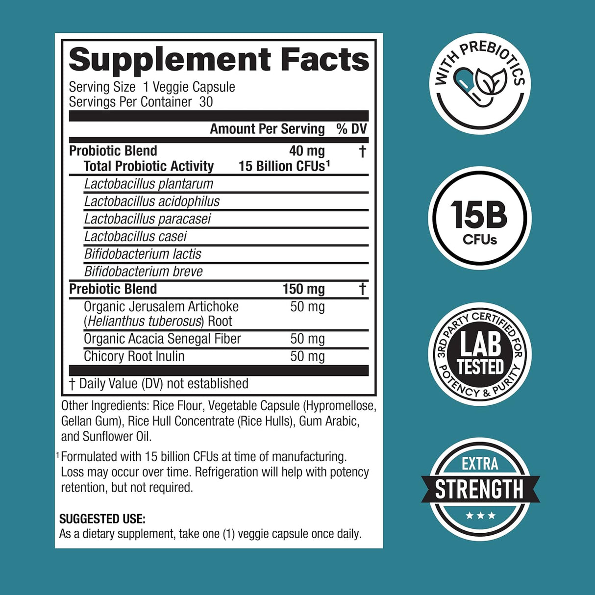 Suplemento Probióticos para principiantes 15 mil millones