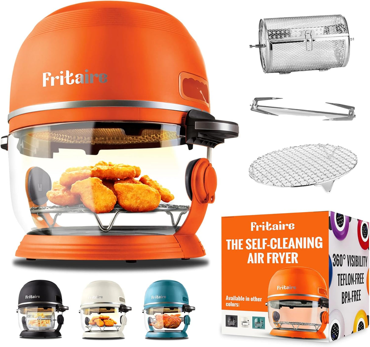 Freidora de Aire Sin Tóxicos - 5 Qt, Autolimpiante, 6 en 1