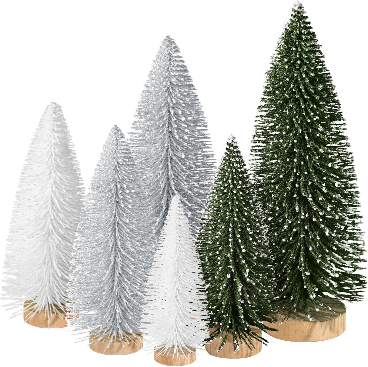 Mini Árboles de Navidad Artificiales, Decoración Festiva, Set 6pcs