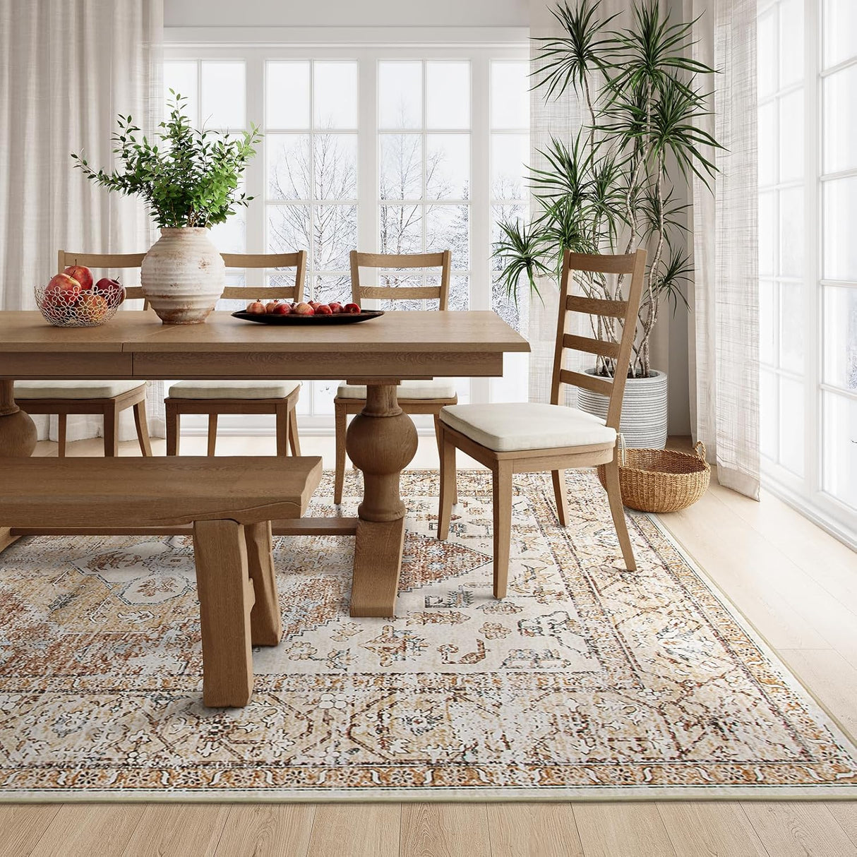 Tapete bohemio a máquina de 5 x 7 pies para sala Lahome