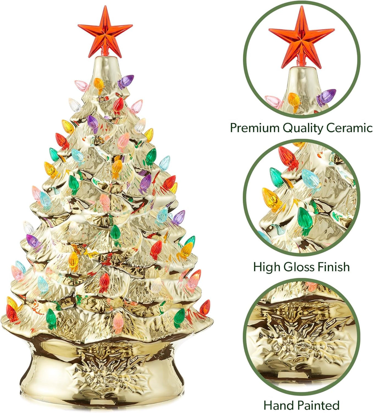 Árbol de Navidad Cerámico Casafield, 24 Pulgadas, 148 Luces