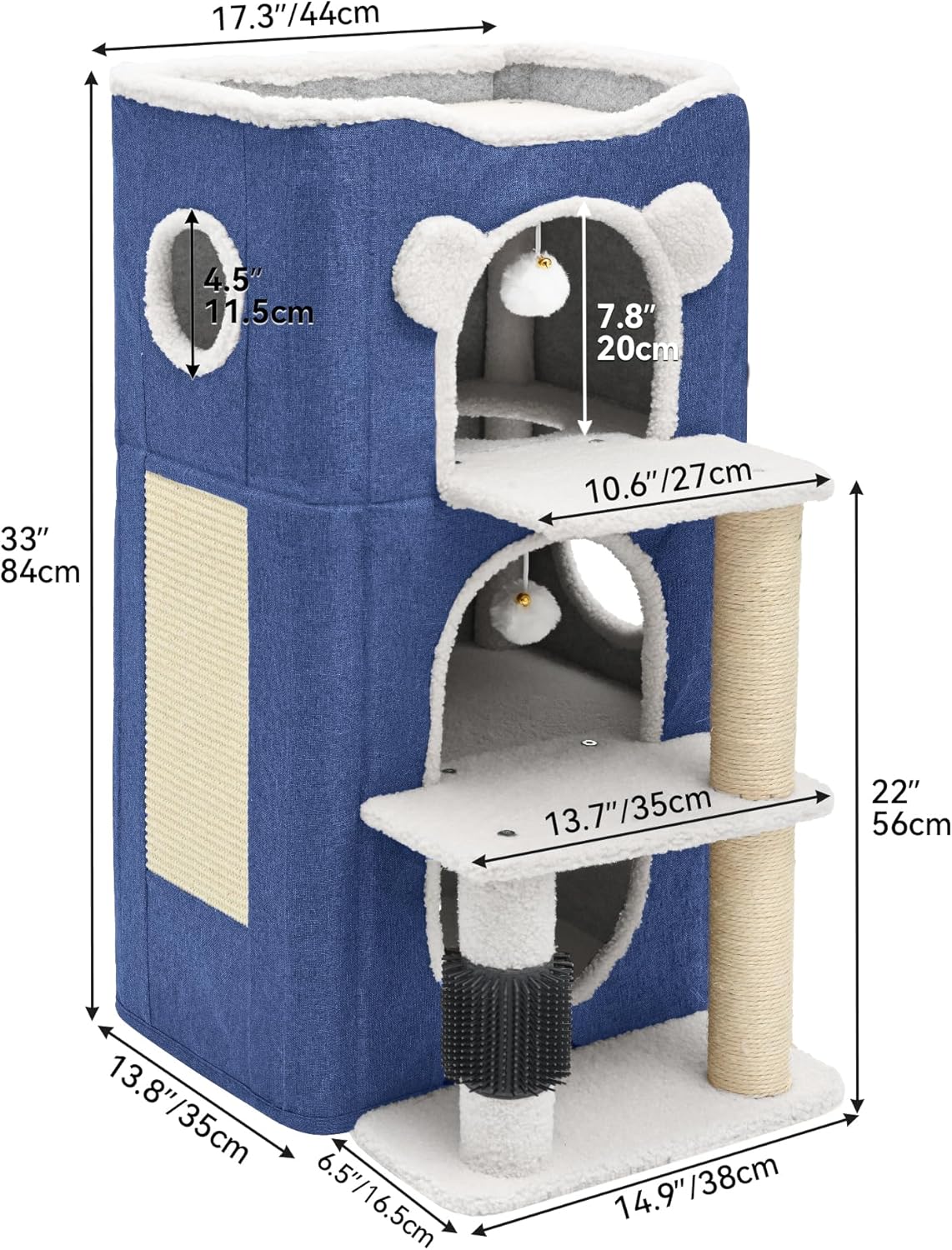 Casa para Gatos de 3 Niveles YIATHOME con Rascador y Juego