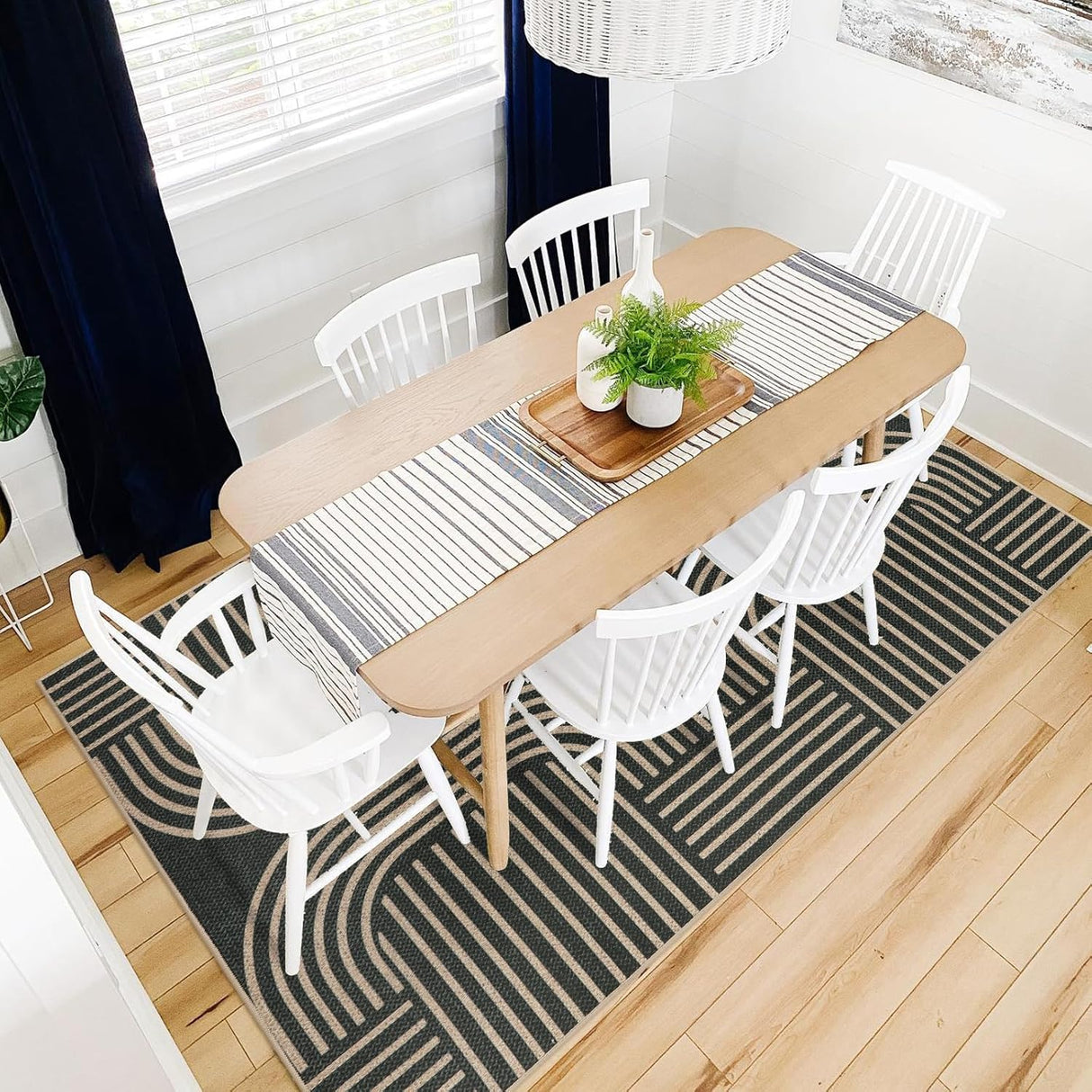 Tapete moderno geométrico de yute para exteriores Lahome