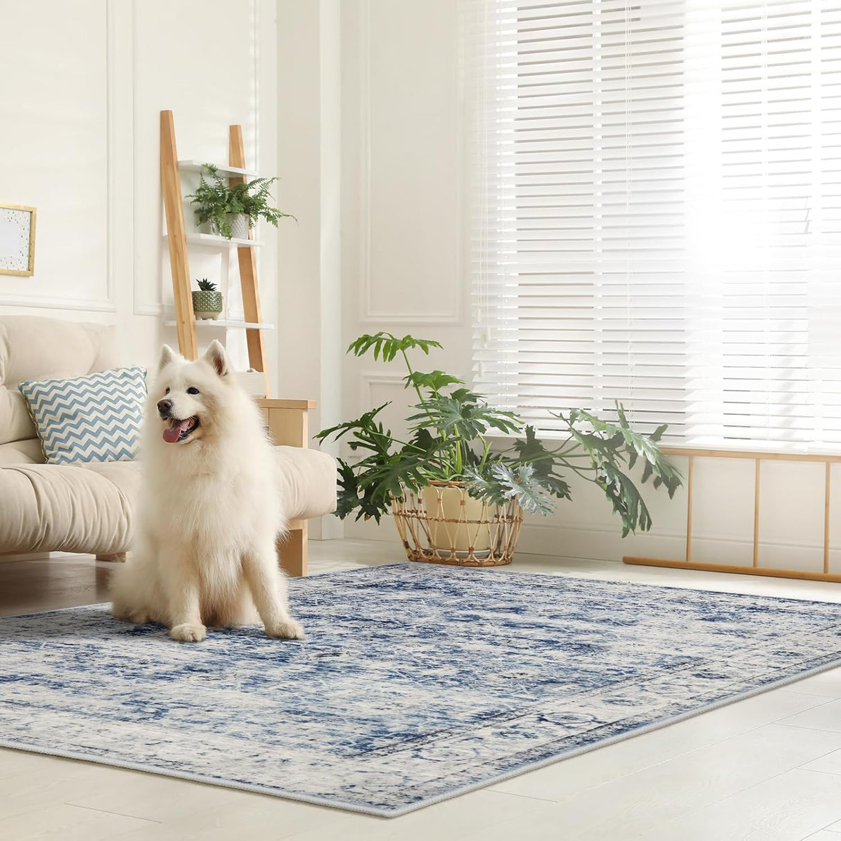 Alfombras lavables azules para dormitorio antideslizantes