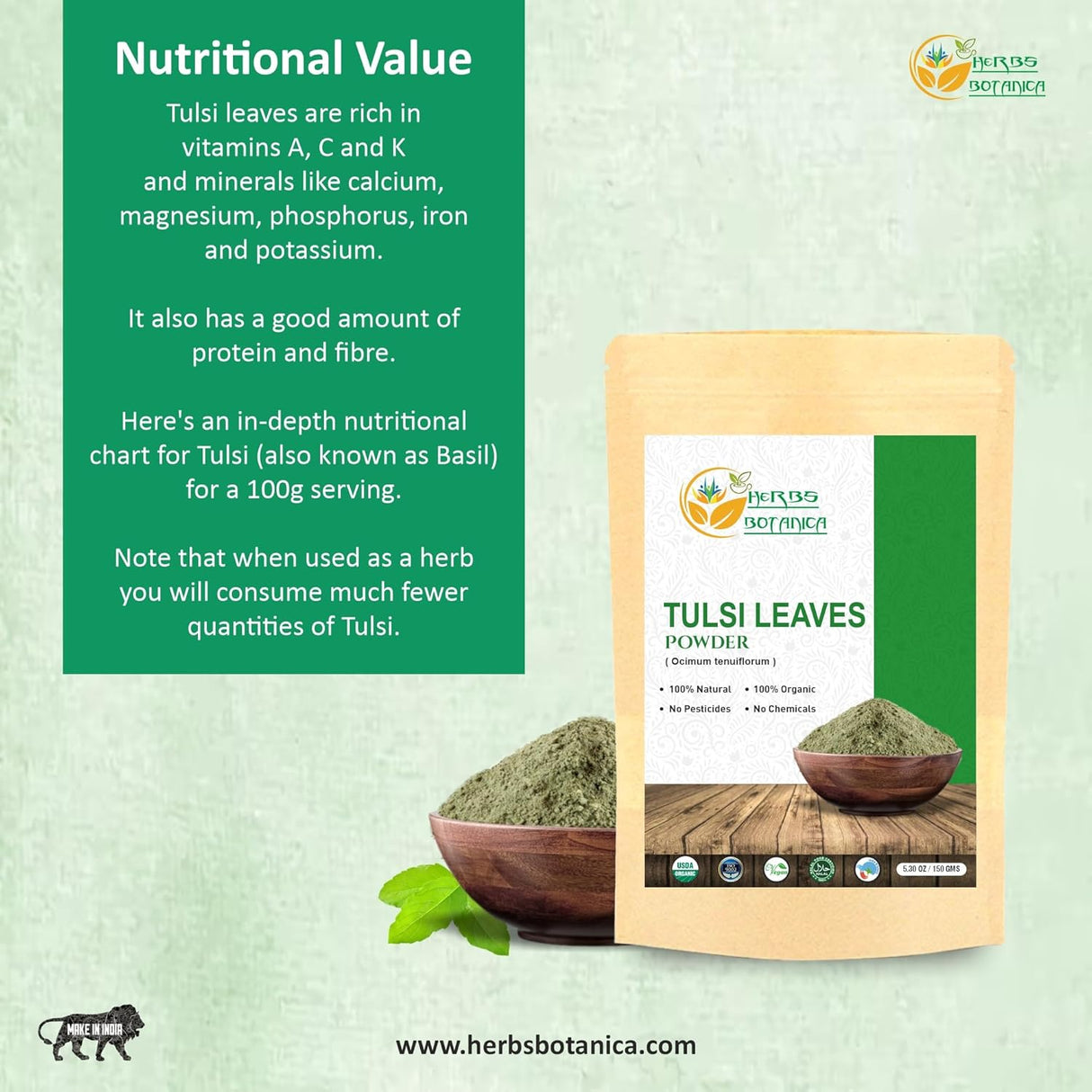 Polvo de Tulsi Orgánico Vitalidad y Bienestar - Ocimum Sanctum