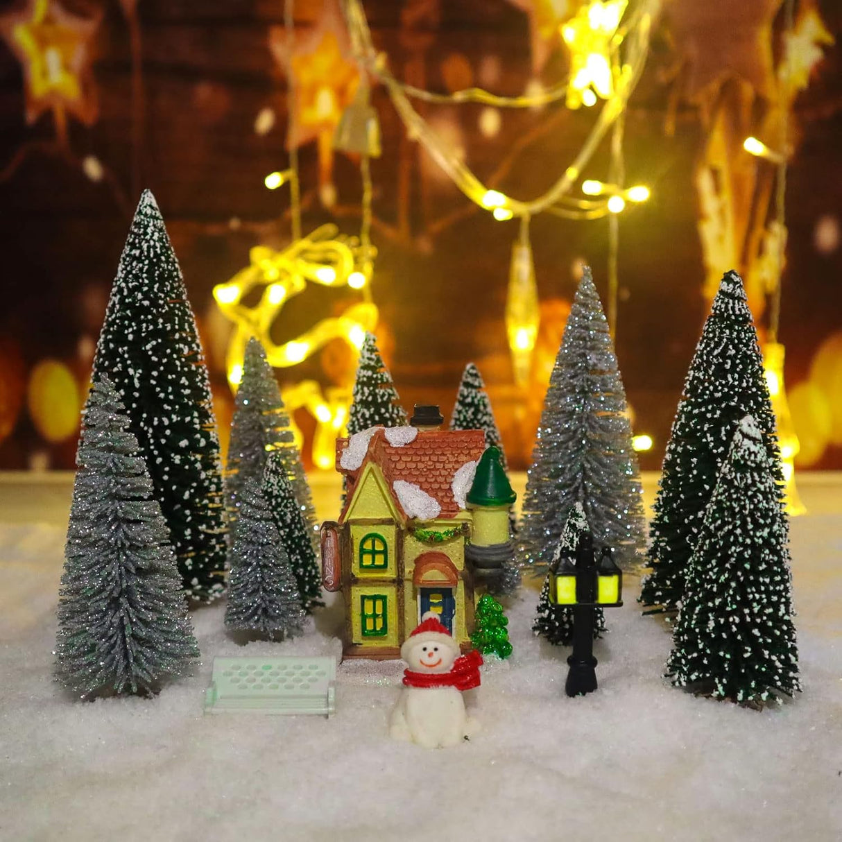 Arbolito Navidad Mini Botella Cepillo 30pcs Base Madera