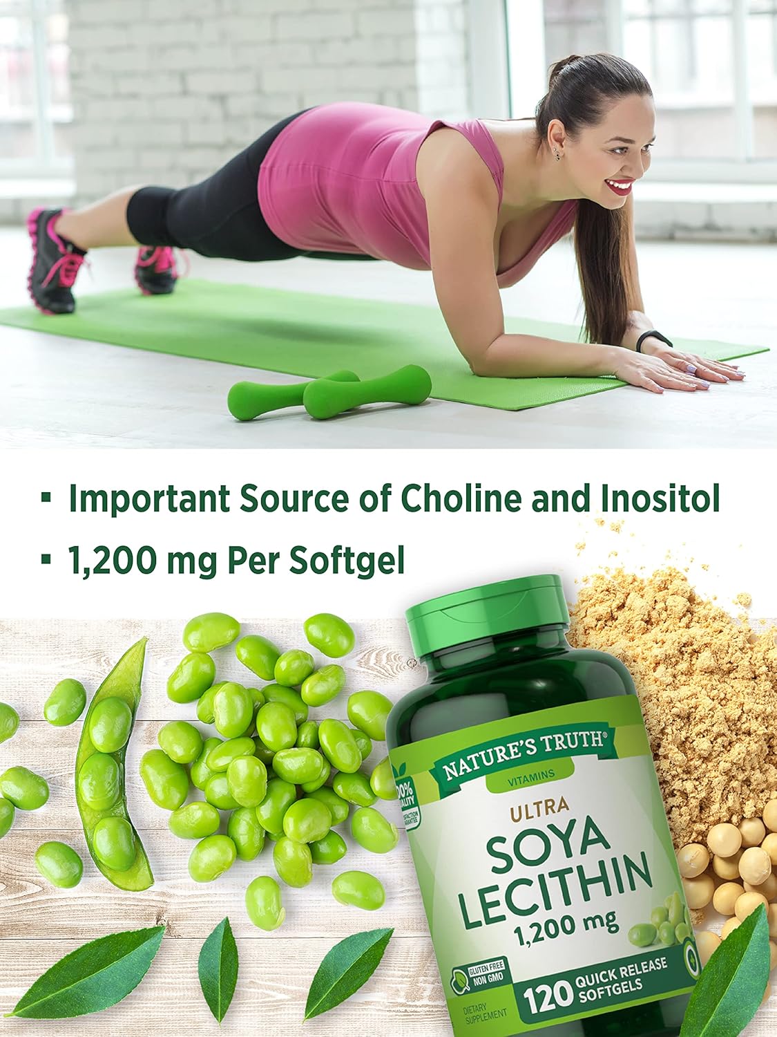 Cápsulas de lecitina de soja Suplemento sin OMG y sin gluten