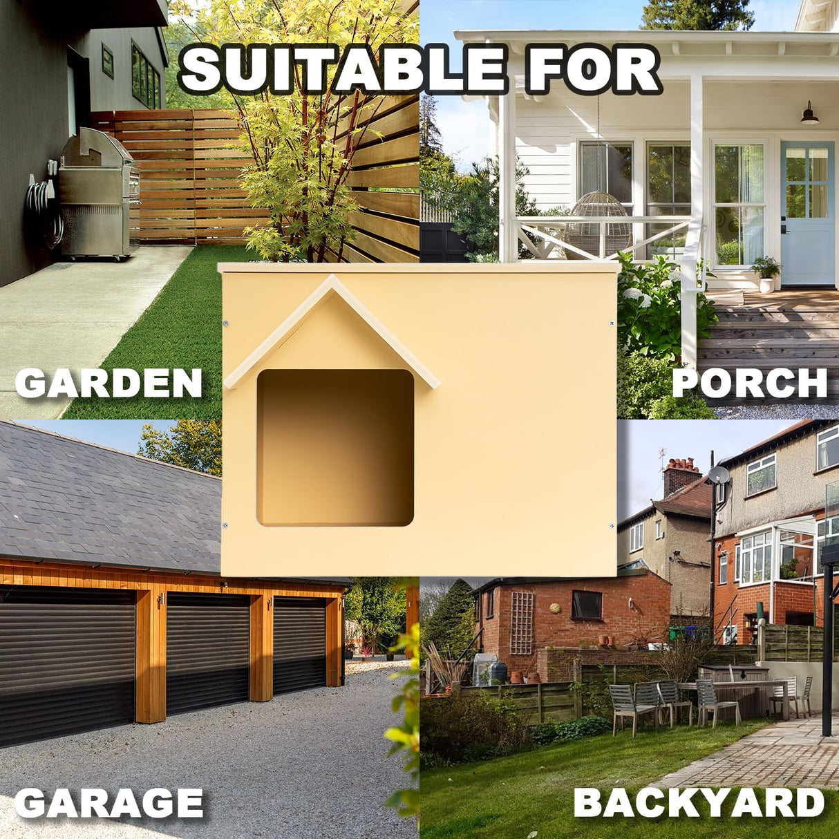 Casa para Gatos Exteriores, Refugio Feral, Aislada, Modelo Uno