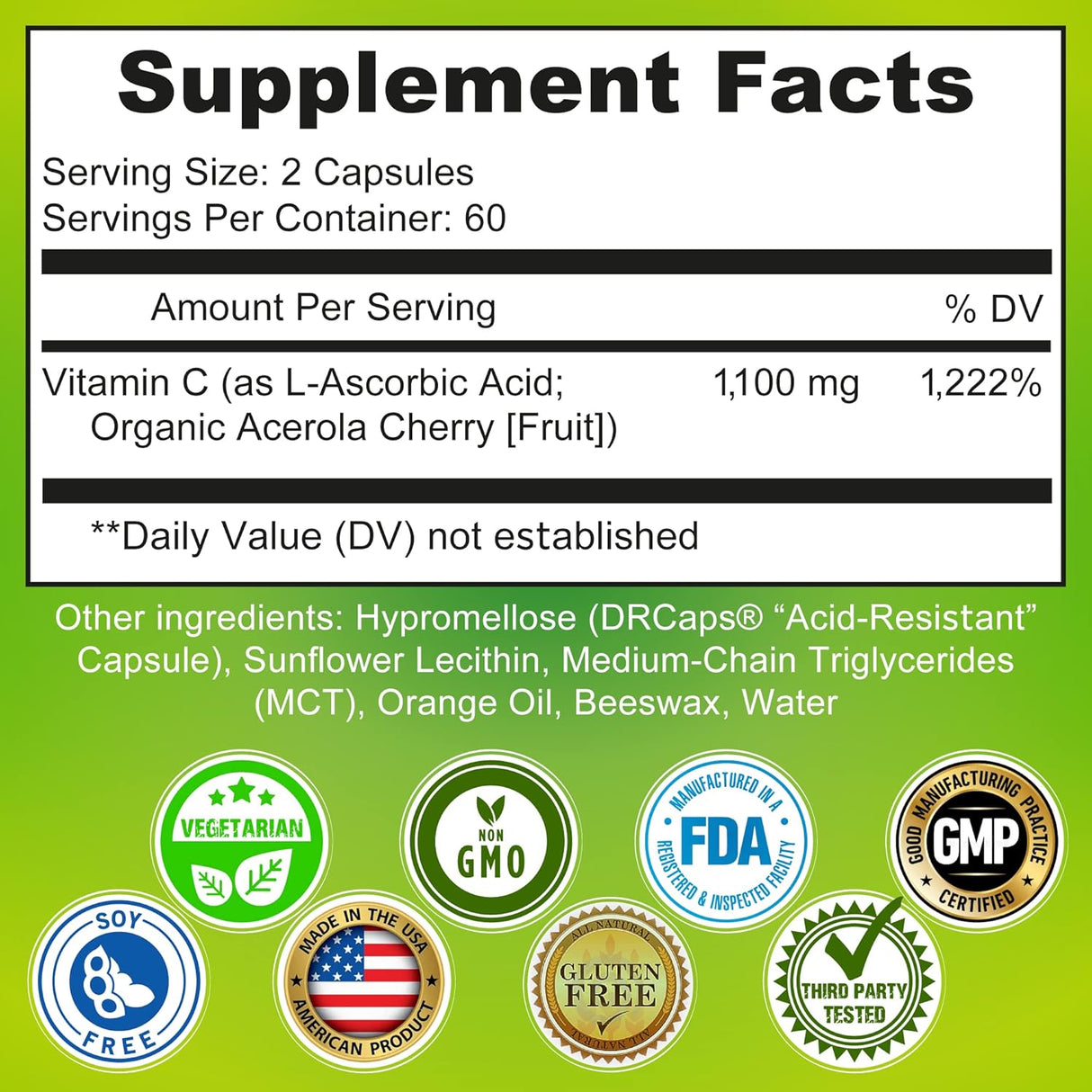 Suplementos de gel líquido de vitamina C liposomal 1100 mg