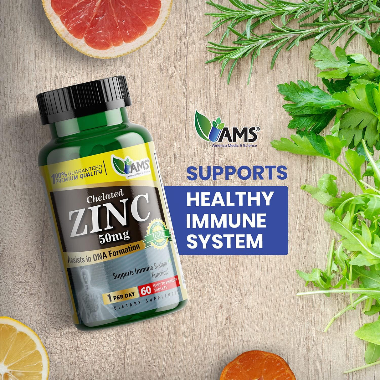 Suplemento Science Zinc 50mg Impulsar la inmunidad 60und