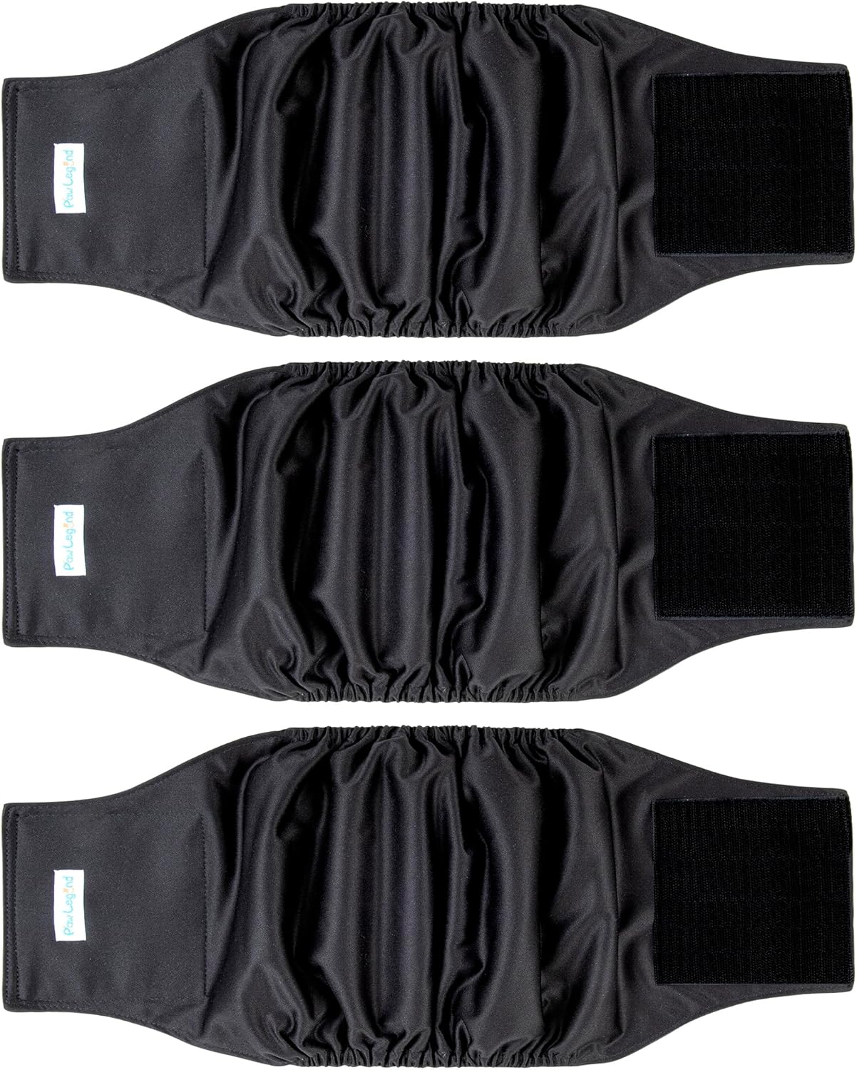 Paw Legend - Pañales lavables perro (3 unidades), S, Negro, negro, negro