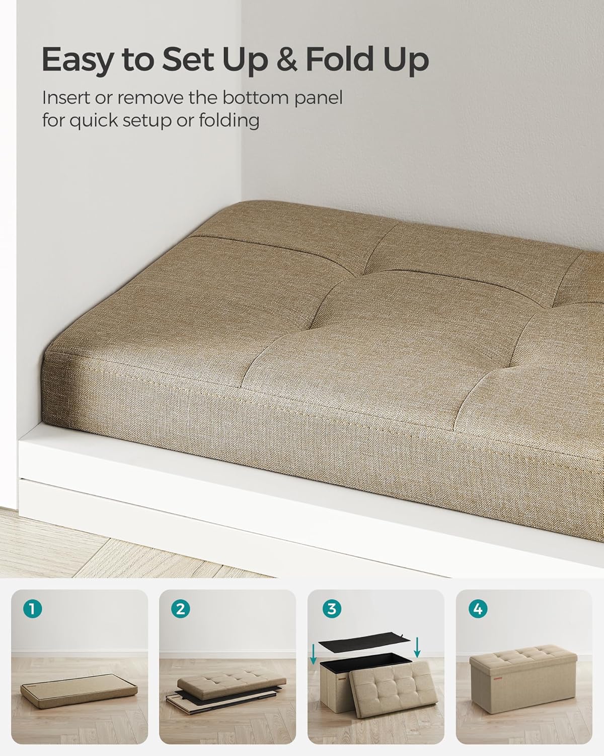 Otómano Plegable de Almacenamiento - Carga 660 lb - ULSF047R01