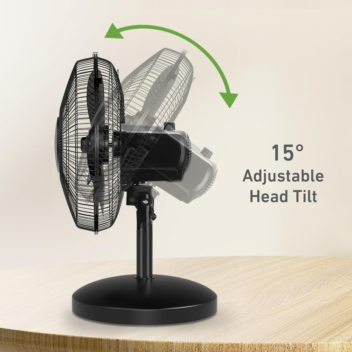 HOLMES Ventilador de Mesa 12, 3 Velocidades, Oscilación 75°