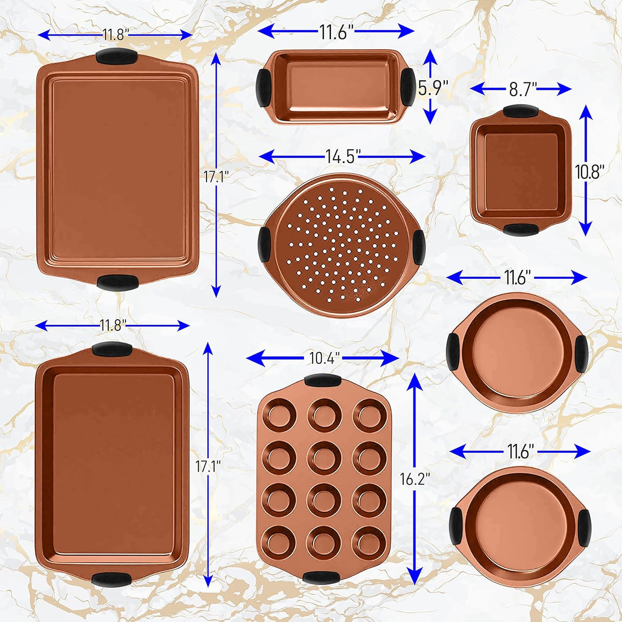 Juego de 8 piezas para hornear antihaderente NutriChef