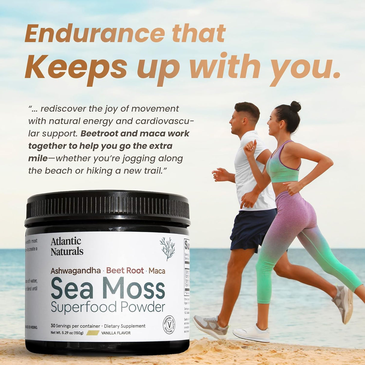 Atlantic Naturals Polvo de Sea Moss con Ashwagandha y Maca - 150g
