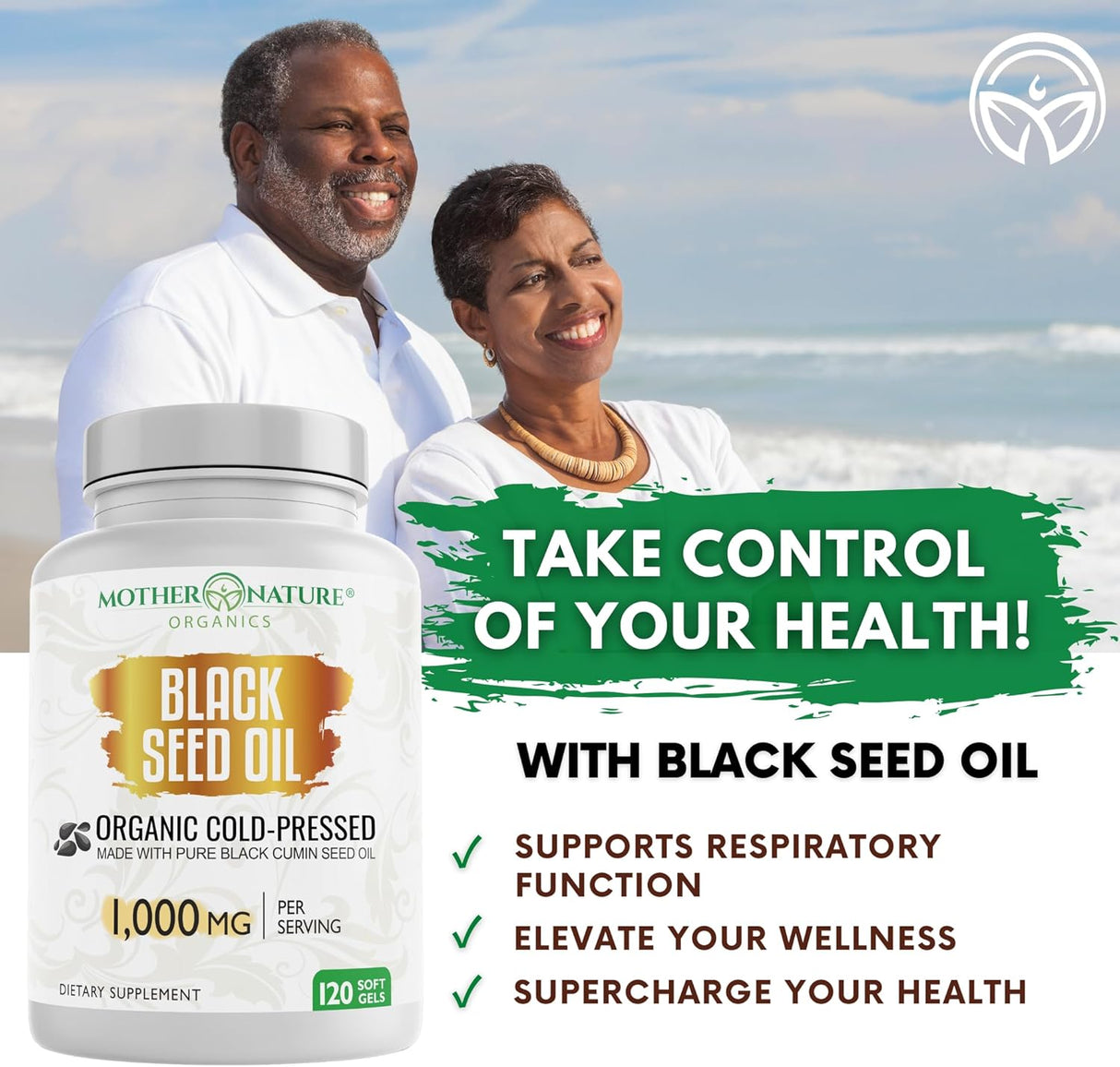 Cápsulas de Aceite de Semilla Negra, Orgánico, 1000mg, 120ct