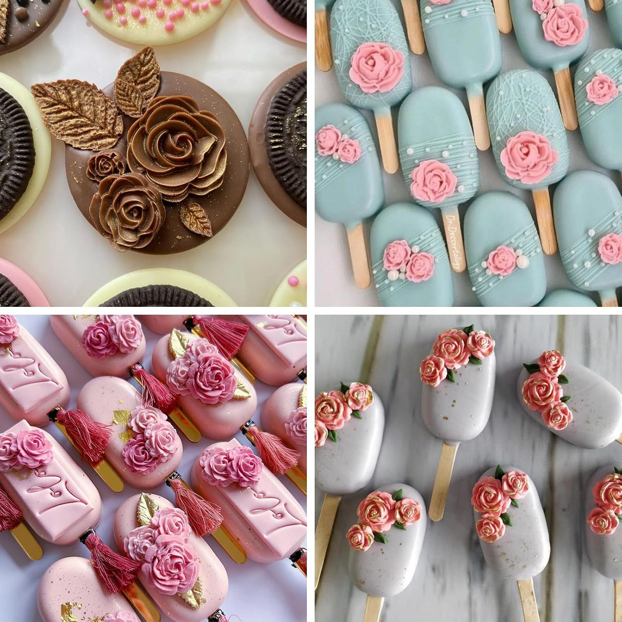 Molde de silicona de flores y hojas para fondant y caramelos