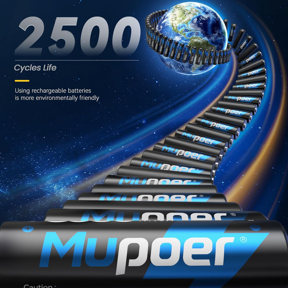 Baterías AA Recargables 8-Pack con Cargador, 3000mWh, Li-ion