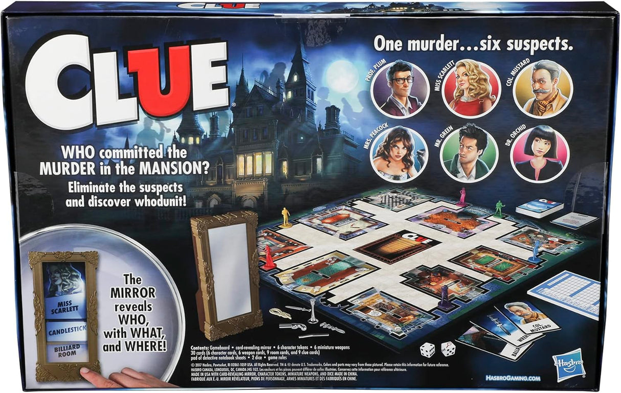 Juego de Misterio Clue de Hasbro, 2-6 Jugadores, 8+ Años