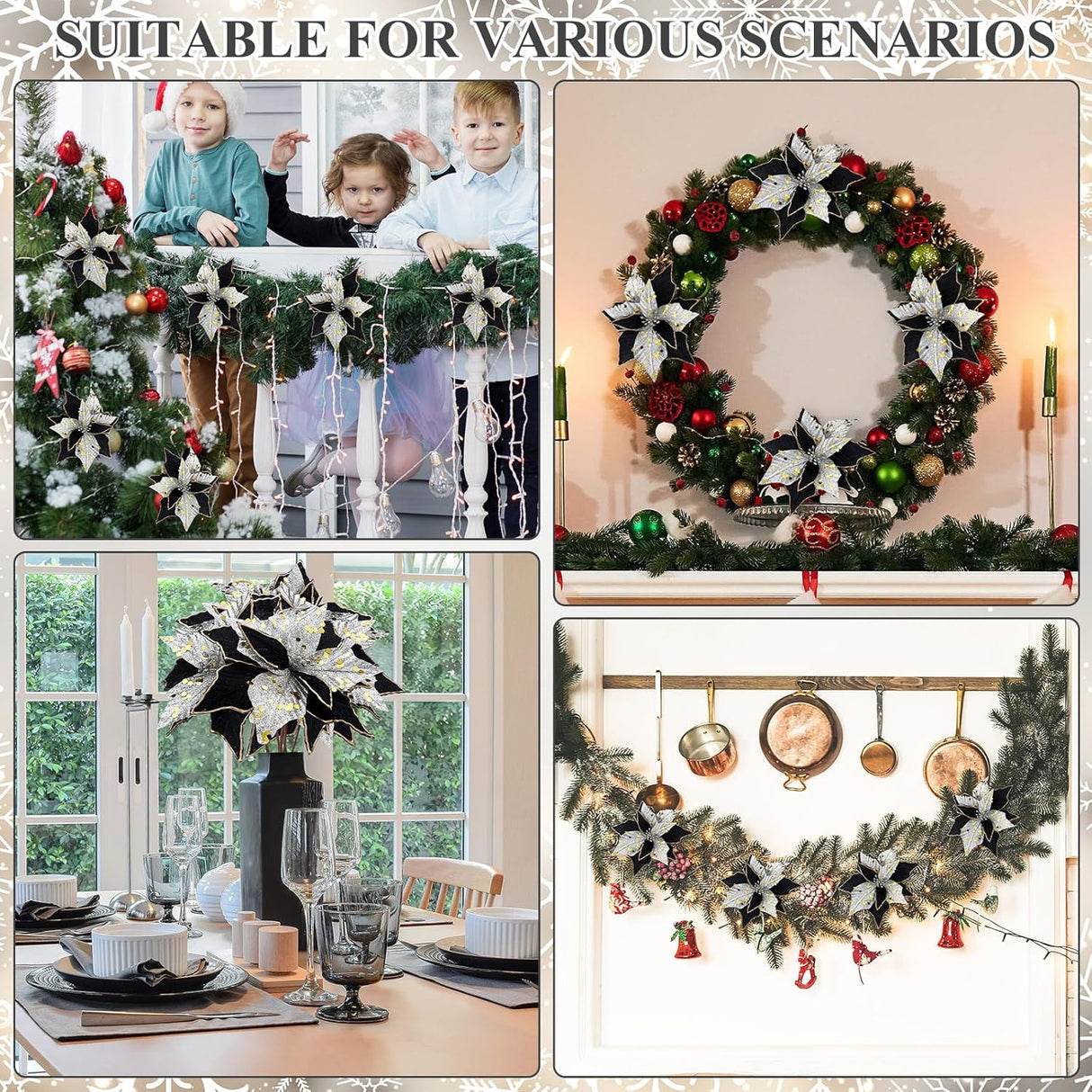 Flores Poinsettia Artificial Hotop 6 Pcs 11 Pulgadas Decorativas