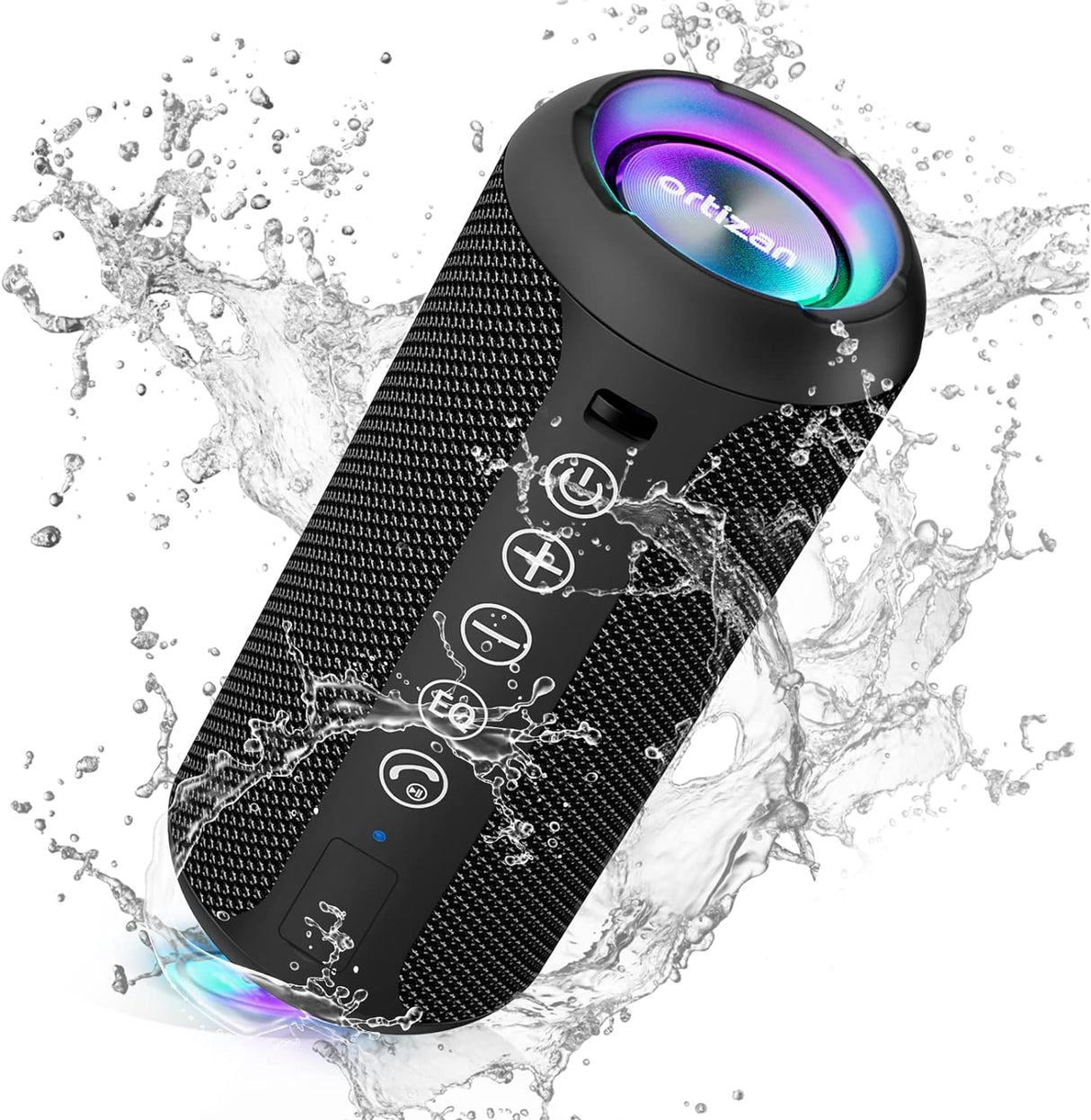 Parlante Bluetooth 5.3 inalámbrico impermeable IPX7 con RGB