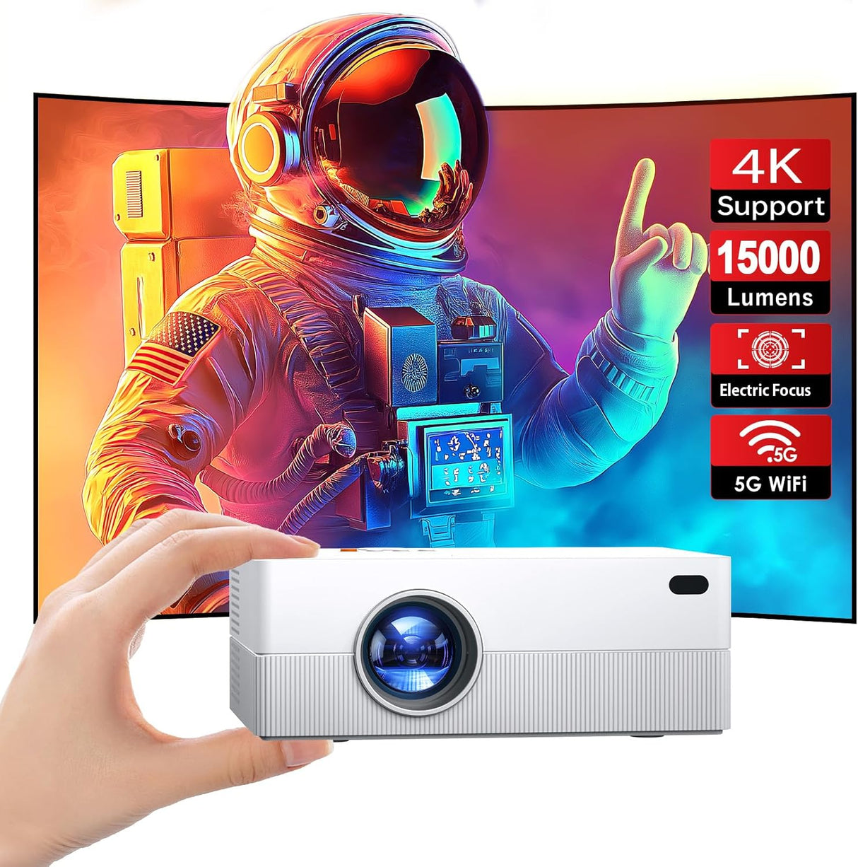 Proyector 4K Mini JOWLURK, WiFi, Bluetooth, 15000L, portátil