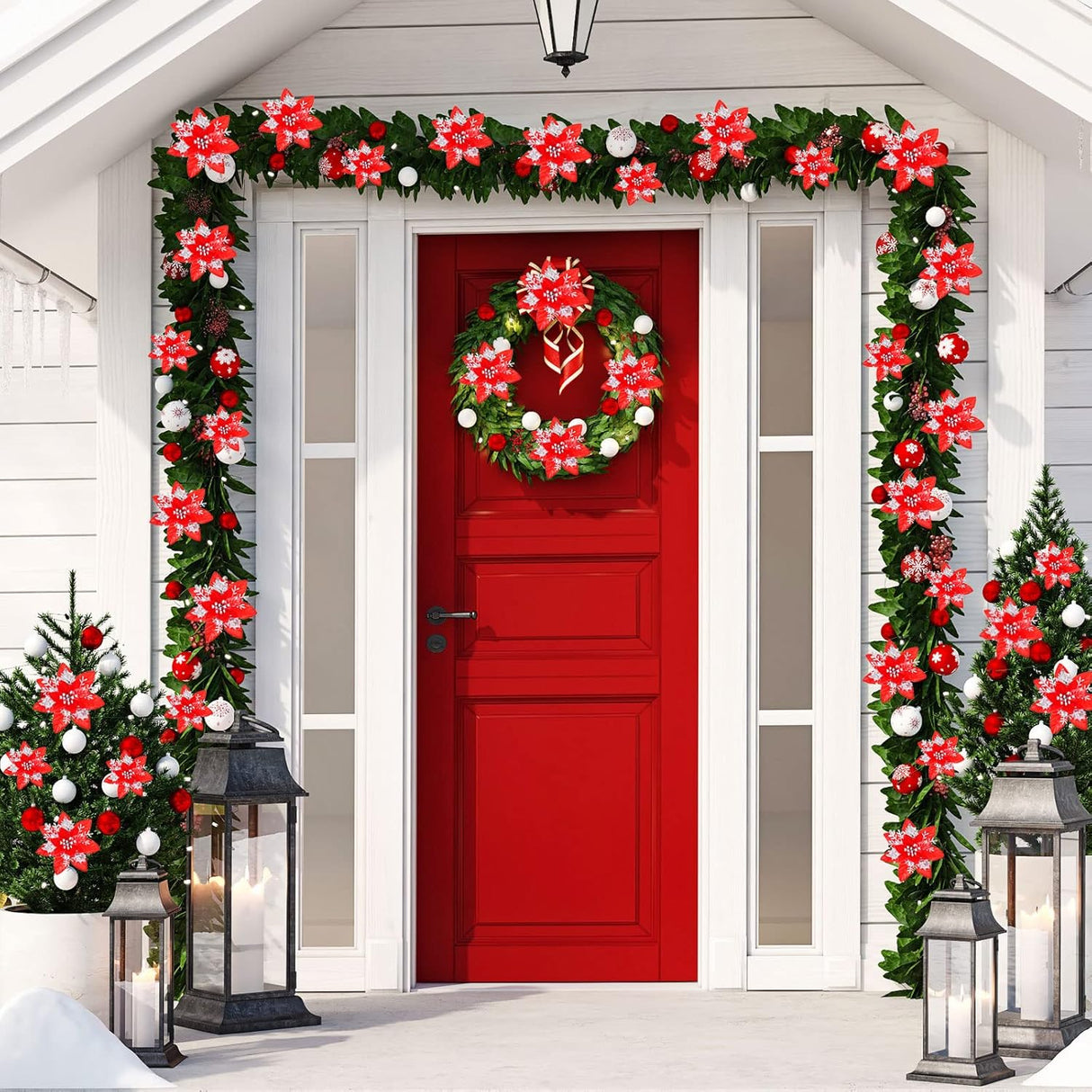 Flores Poinsettia Artificiales, Decoración Navidad, 36 Pcs