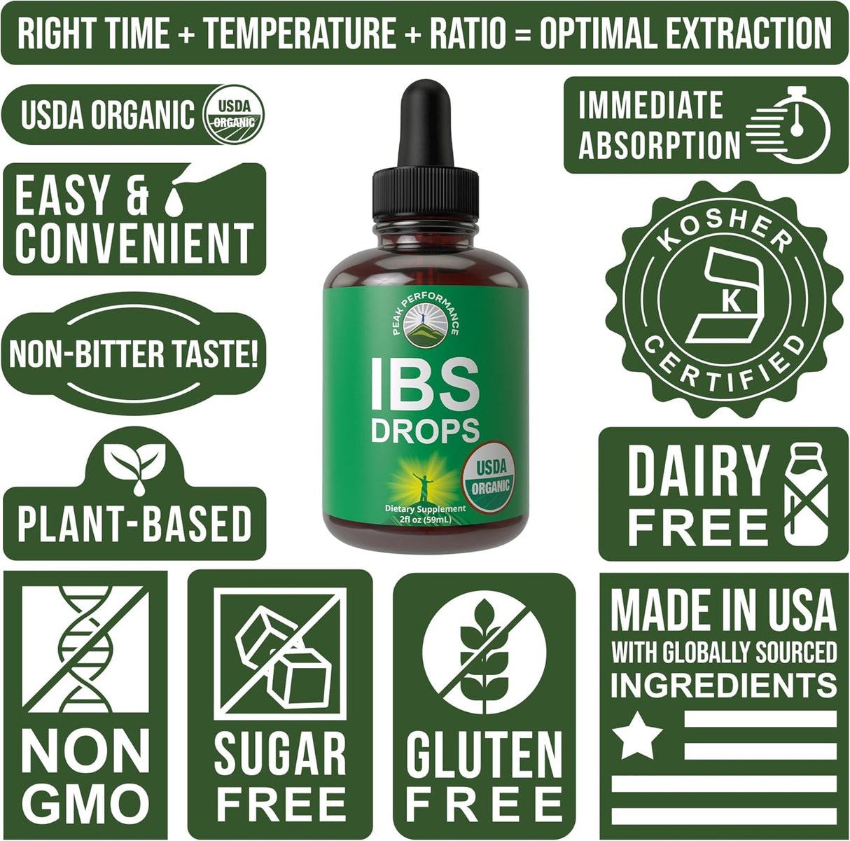 Usda Organic IBS Relief 5-in-1 Líquido, Ingred. Orgánicos