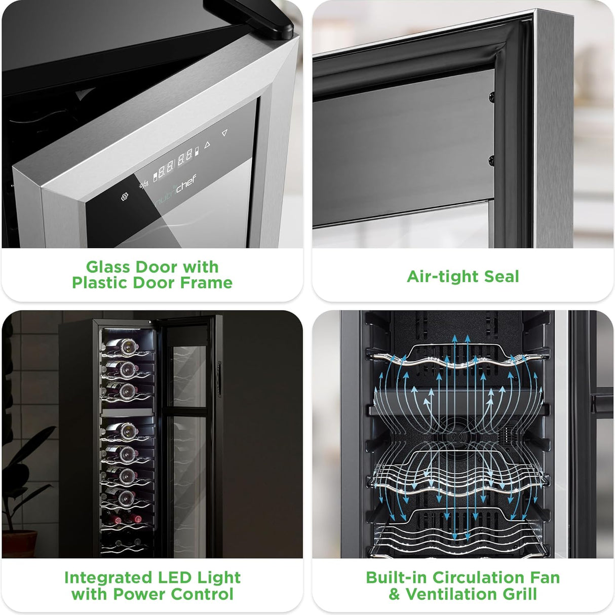 Enfriador de vino NutriChef 27 botellas, doble zona PKCWCDS278