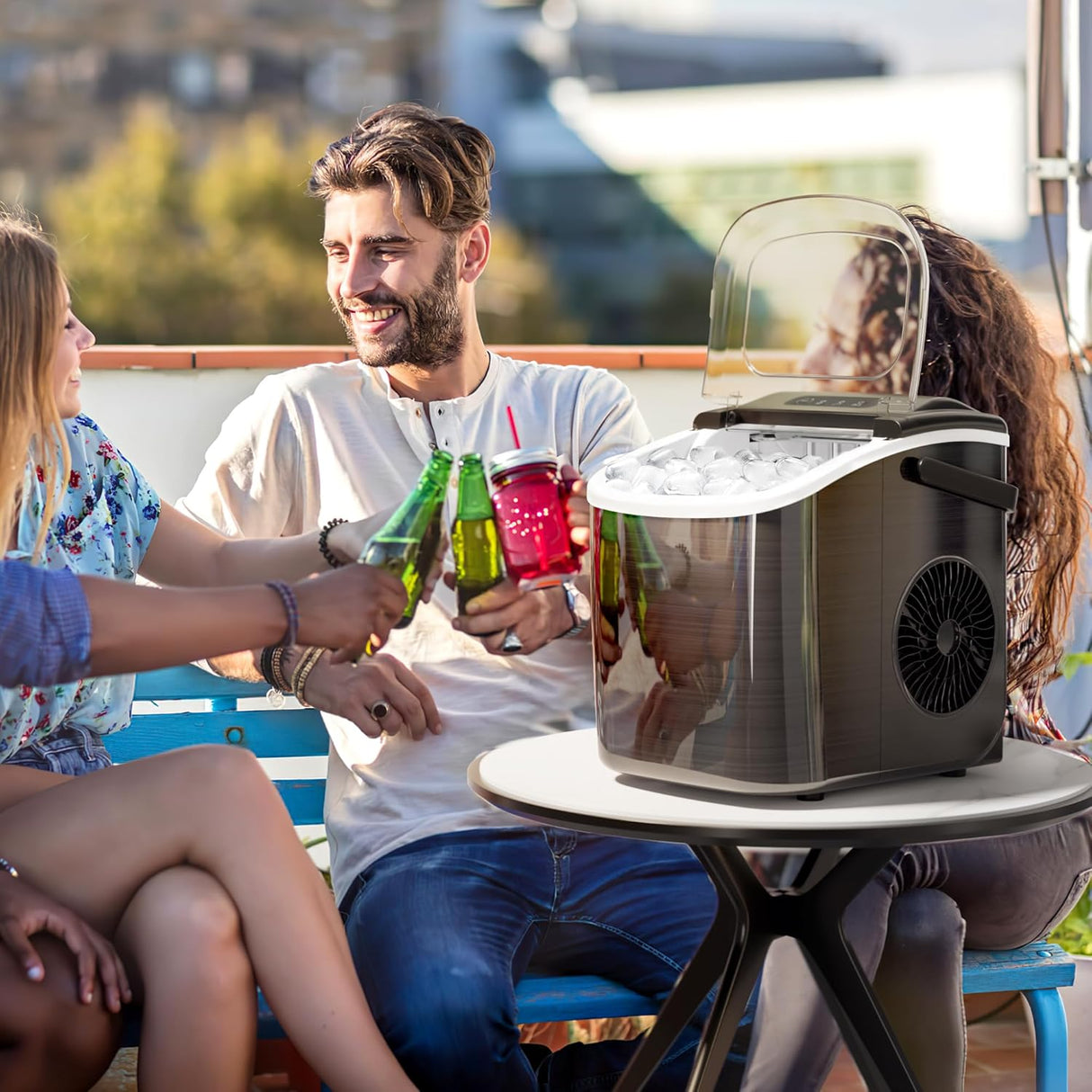 Máquina de Hielo Portátil AGLUCKY, 26.5lbs/24hrs, Autolimpiante