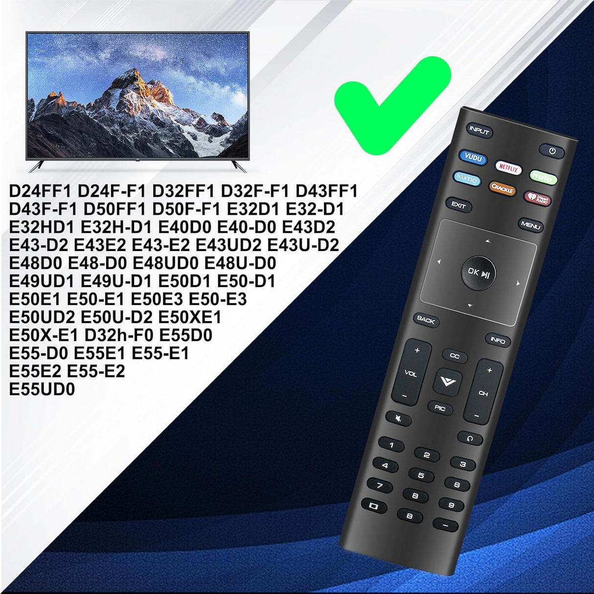 Control Remoto XRT136 Vizio Compatible con TV D40f-G9 D50x-G9