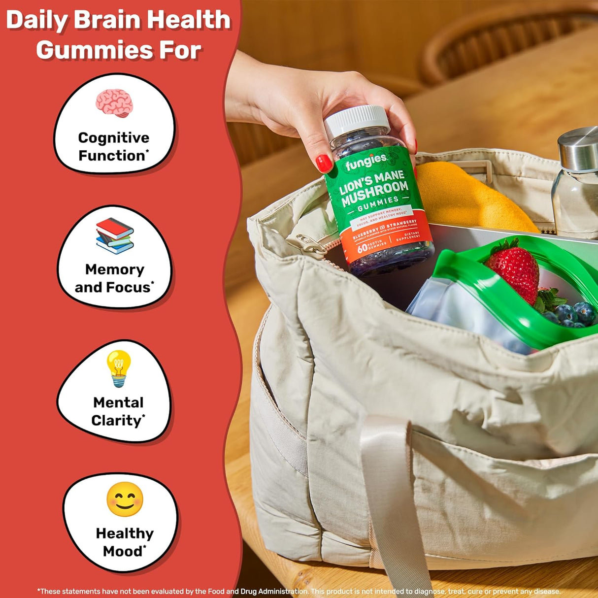 Suplemento Gomitas de hongos melena de león de Fungies 60u