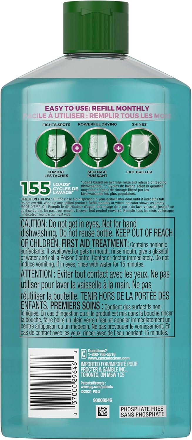 Rinse Aid Cascade Power Dry, 16 fl oz, sin fosfatos