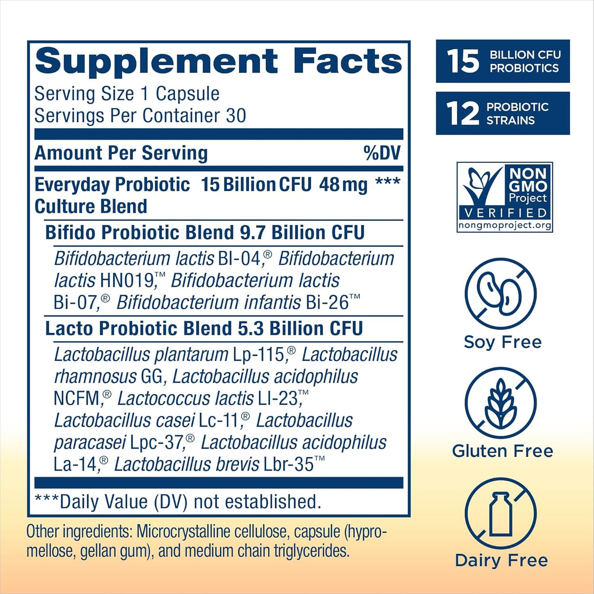 Suplemento Probióticos para adultos 15 mil millones de UFC