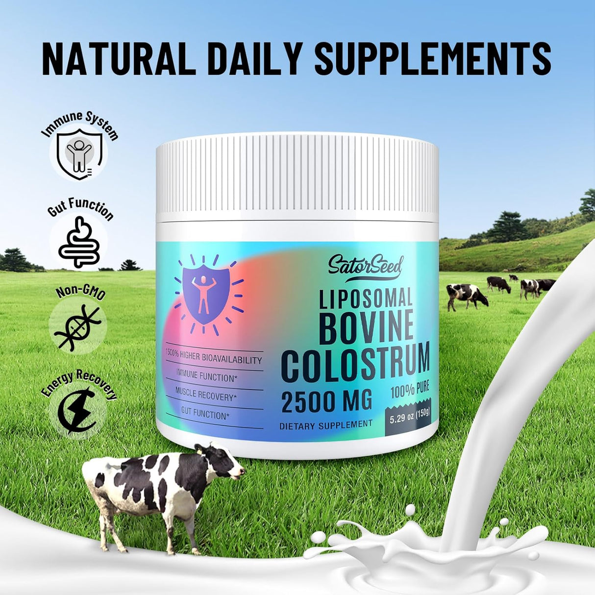 Suplemento de Colostro Bovina Liposomal 2500mg - 60 Porciones