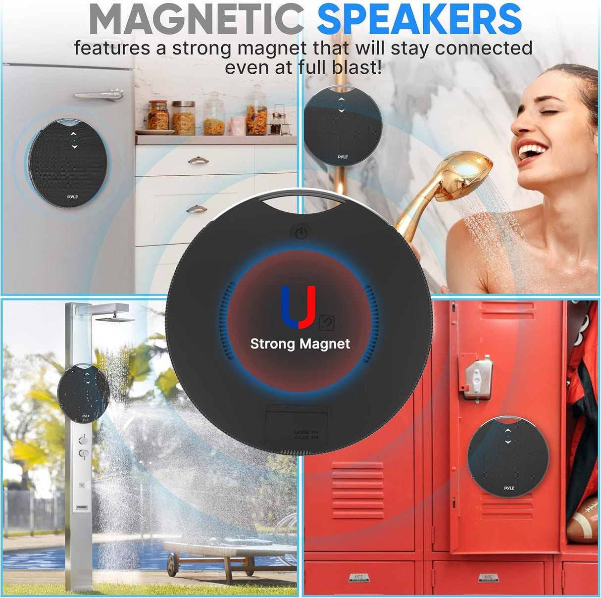 Parlante Portátil  Bluetooth magnético PYLE-HOME PMNGSP1BK