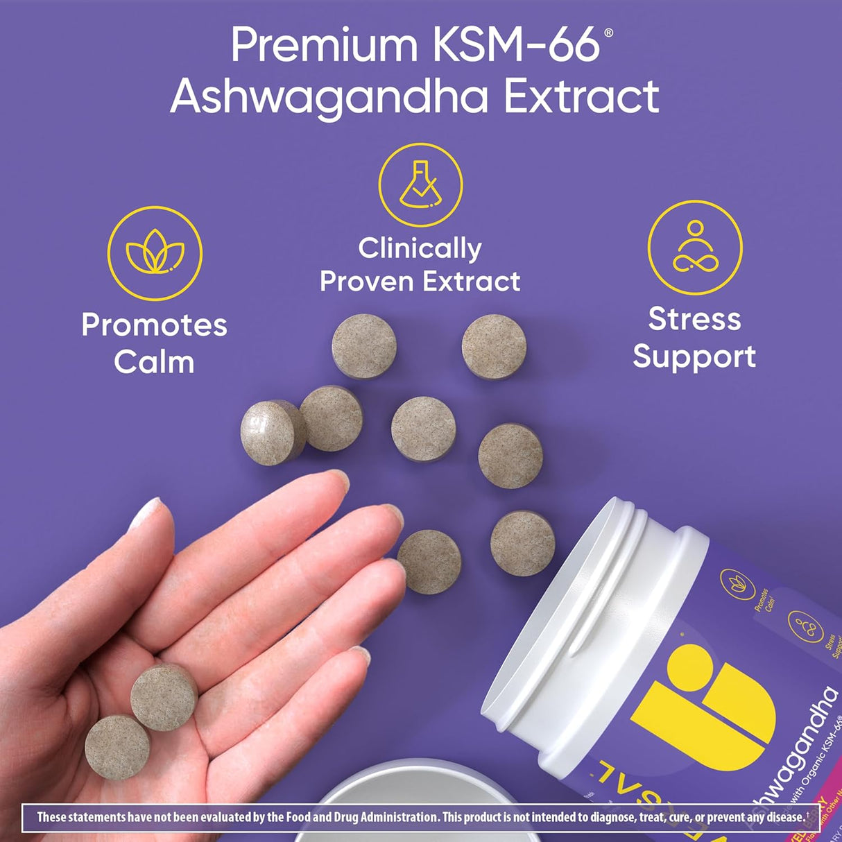 Suplemento Ashwagandha KSM-66, apoyo estrés y energía, 60 tabletas