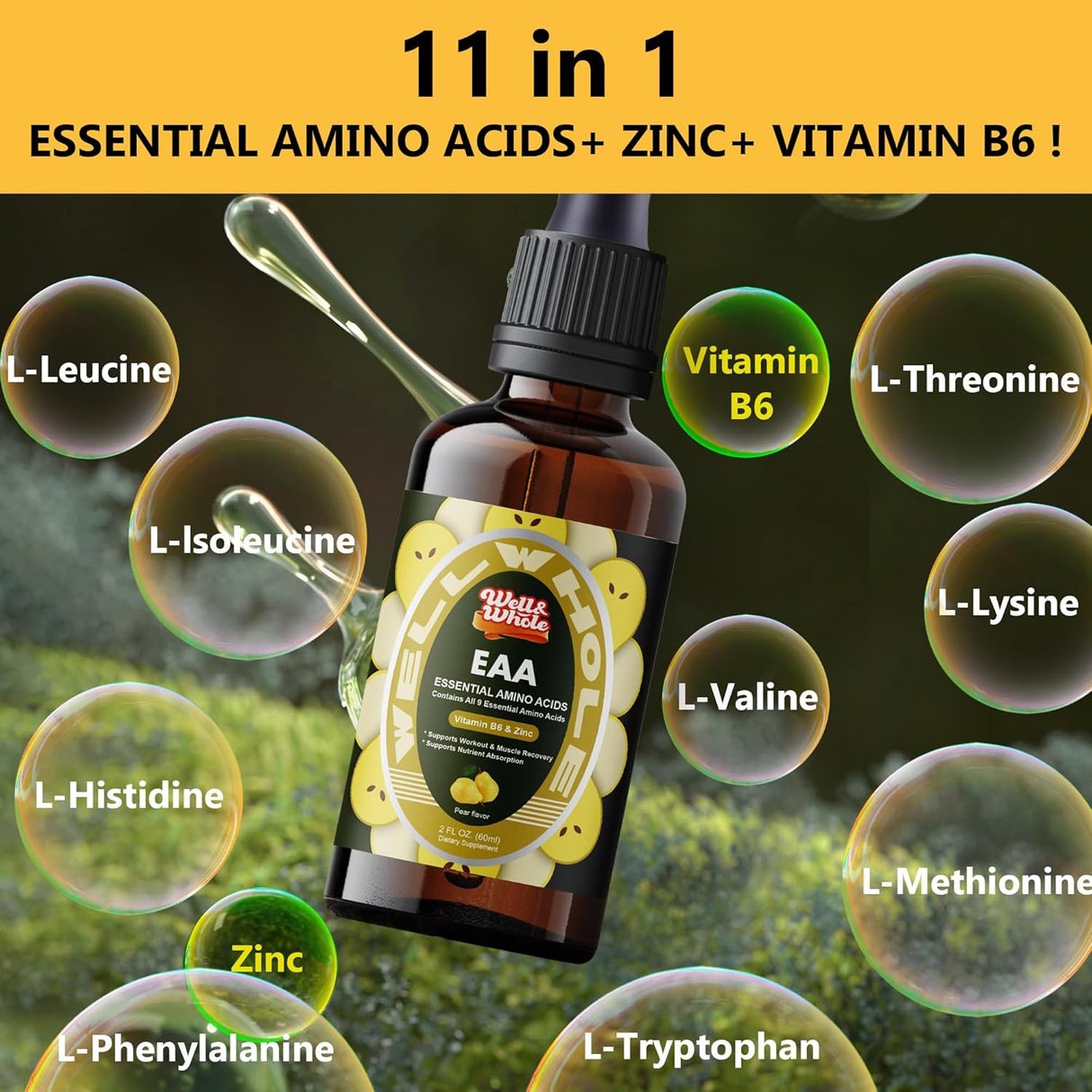 Aminoácidos Líquidos + Apoyo Hepático, Vegano, 2oz