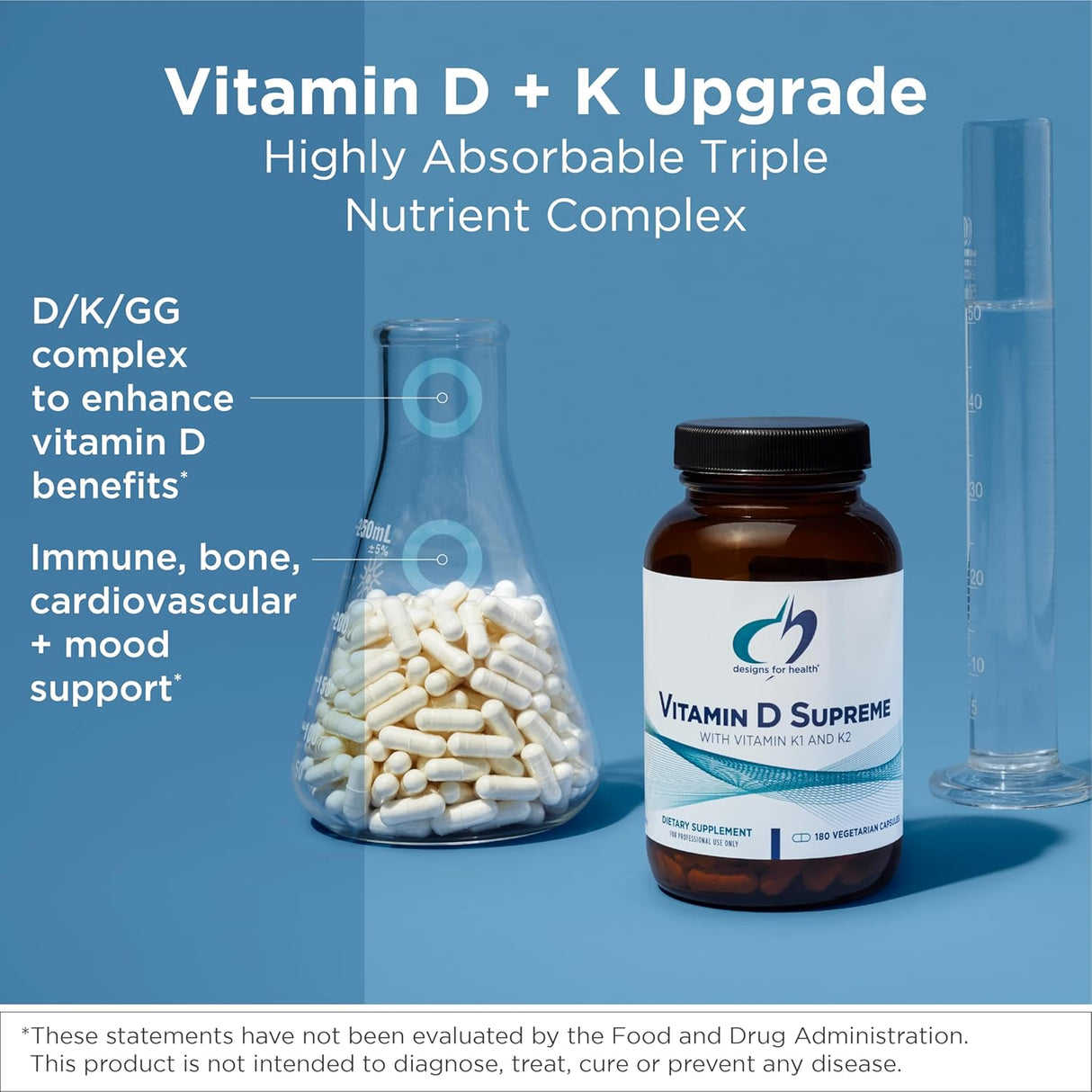 Suplemento de Vitamina D, Designs for Health, 5000 IU, 60 cápsulas
