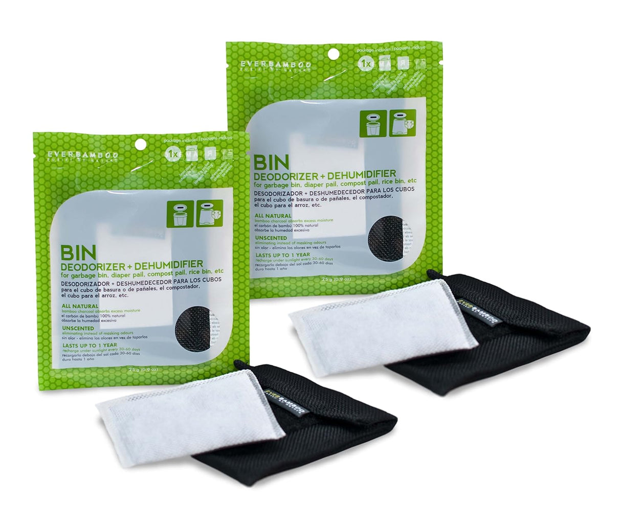 Set de Bolsas Desodorantes para Basura, Carbón, 25 g, 2 Pck