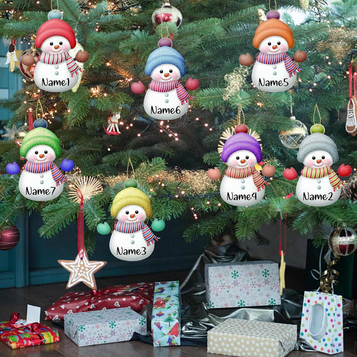 7pcs Muñecos de Nieve 8cm Adornos Navideños Personalizados