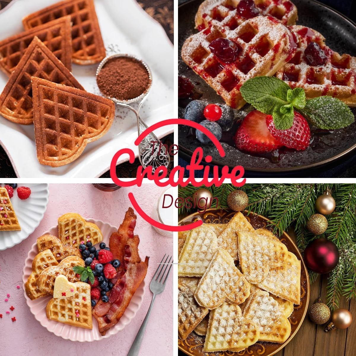 Mini Waffle Maker, diseño corazón, fácil de limpiar, 4 pulgadas