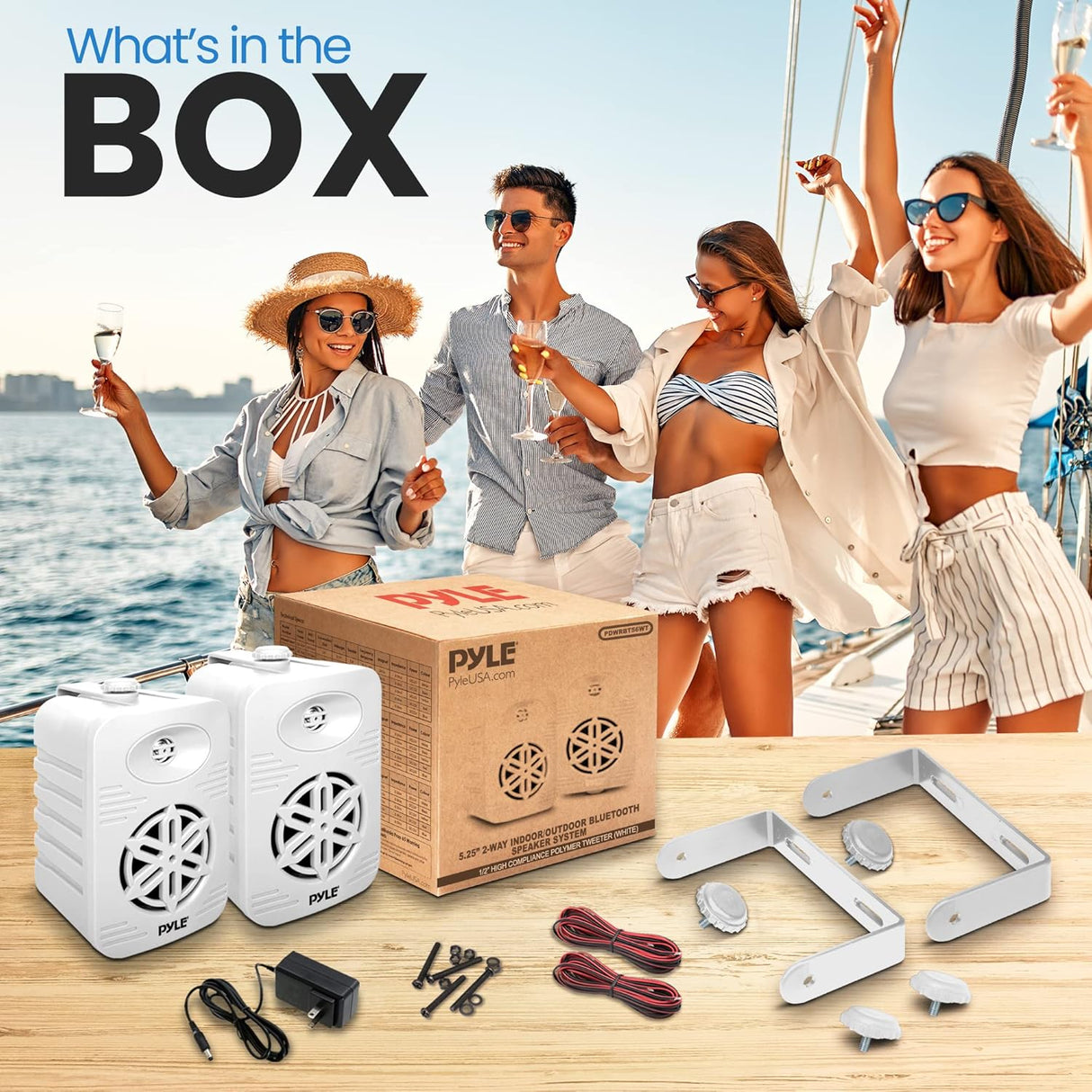 Par de altavoces Bluetooth para interiores y exteriores, 500 W, doble impermeable,PDWRBT56WT