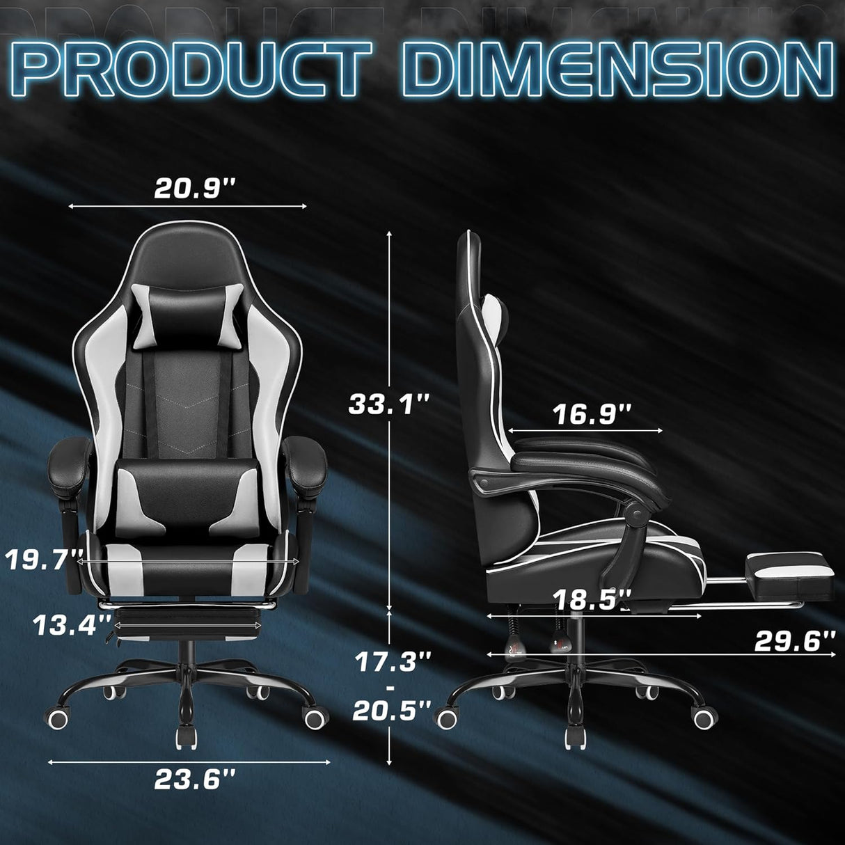 Silla Gamer con reposapiés y es ergonómica 0164-2 Homall