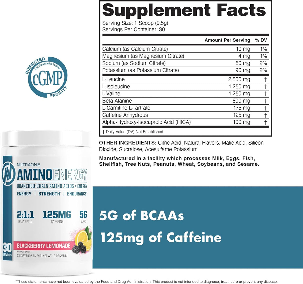 Suplemento Pre-Workout Amino Energy BCAA NutraOne 30 Porciones